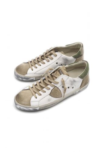 Baskets en cuir blanc et beige PHILIPPE MODEL | Marine