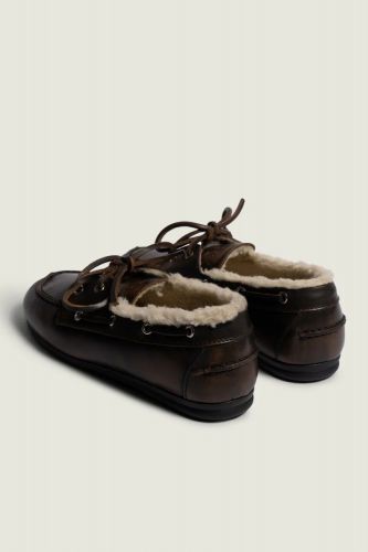 Mocassins marron fourré en cuir POSA | Marine