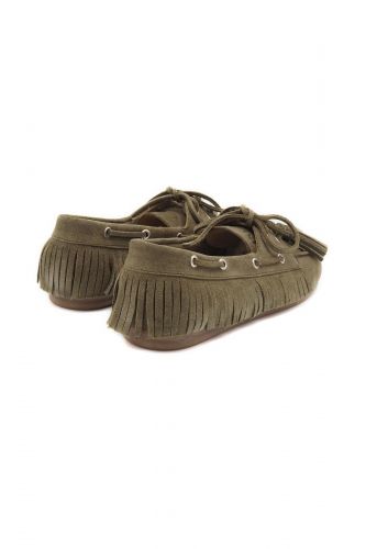 Mocassins boatshoe à franges kaki POSA | Marine