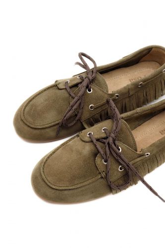 Mocassins boatshoe à franges kaki POSA | Marine