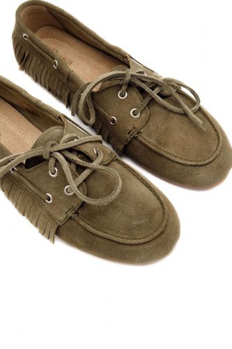 Mocassins boatshoe à franges kaki POSA | Marine