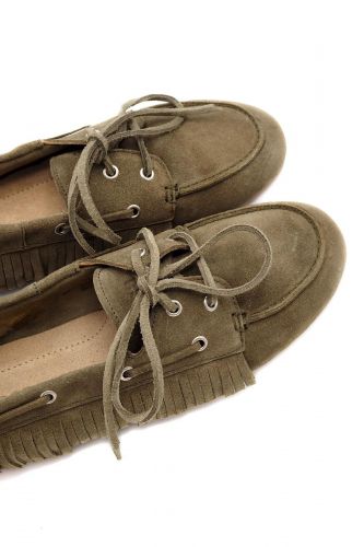 Mocassins boatshoe à franges kaki POSA | Marine