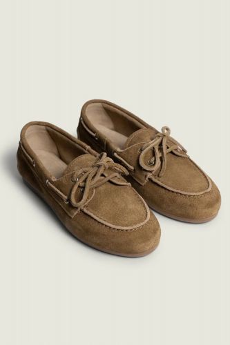 Posa mocassin Camel femmes (boatloafer unie - BOATLOAFER BRUSHED + lacet rou) - Marine | Much more than shoes