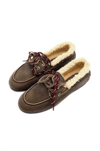 Boatshoes fourrées en nubuck kaki POSA | MARINE Auvelais