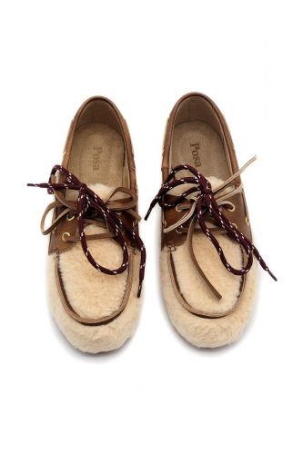 Boat shoes teddy beige POSA | MARINE Auvelais