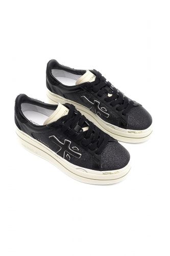 Baskets en cuire noir & glitters PREMIATA | Marine