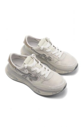 Premiata basket bas Blanc femmes (New semelle - LAURYN 8186 mesh blanc / logo ) - Marine | Much more than shoes