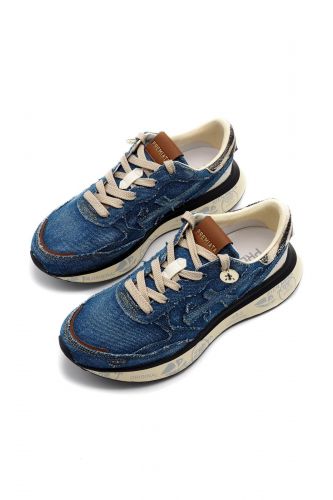 Premiata basket bas Bleu femmes (New semelle - LAURYN 8182 denim) - Marine | Much more than shoes