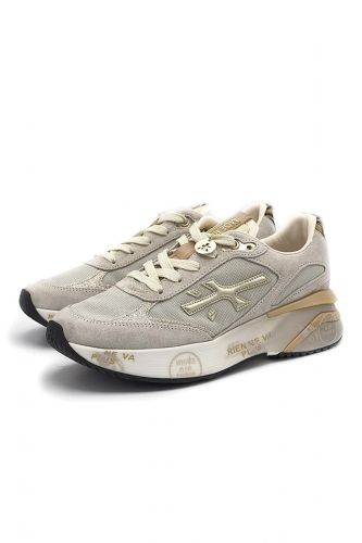 Baskets en nubuk écru et gold PREMIATA | Marine