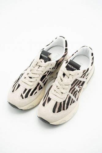 Baskets bas à motifs zèbre noir & blanc PREMIATA | Marine