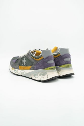 Baskets en nubuk gris à détails violet & ocre PREMIATA | Marine