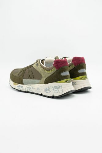 Baskets bas en nubuk kaki et dos bordeau PREMIATA | Marine