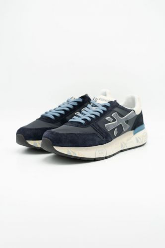 Baskets en nubuk bleu et logo bleu jeans PREMIATA | Marine
