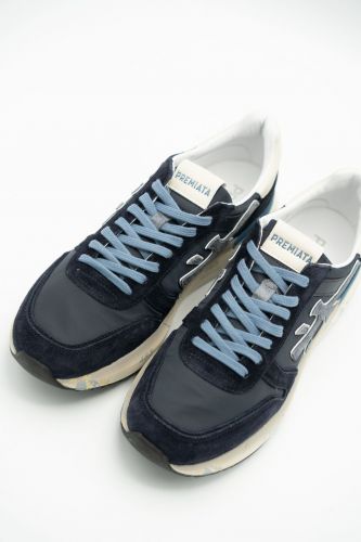 Baskets en nubuk bleu et logo bleu jeans PREMIATA | Marine