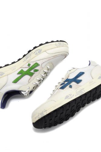 Premiata basket bas Blanc hommes (semelle classique - NOUS 8063 double logo) - Marine | Much more than shoes