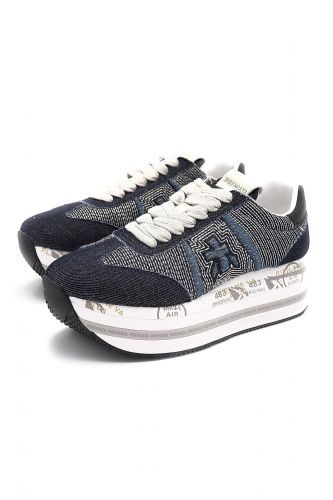 Premiata basket bas Jeans femmes (Semelle maxi jeans  - BETH 6957) - Marine | Much more than shoes