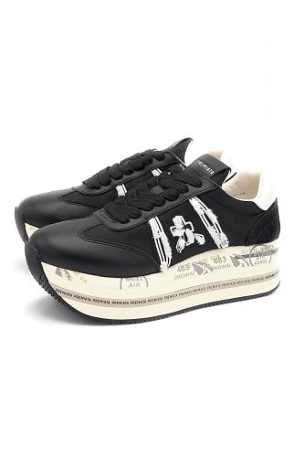 Premiata basket bas Noir/blanc femmes (Semelle maxi noir & blanc - BETH 6953) - Marine | Much more than shoes