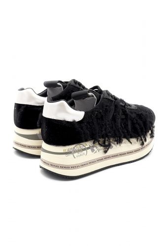 Premiata basket bas Noir femmes (Semelle maxi noir franges - BETH 6959 noir franges) - Marine | Much more than shoes