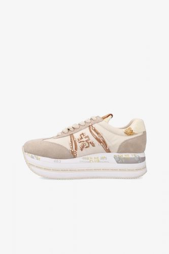 Premiata basket bas Beige femmes (Semelle maxi nude perles - BETH 7375 beige) - Marine | Much more than shoes