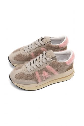 Baskets BETH en poil beige et rose PREMIATA | MARINE Auvelais 