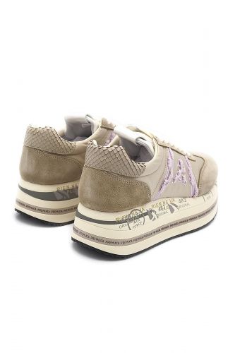 Premiata basket bas Beige femmes (Semelle maxi rose & rose satin - BETH 6954) - Marine | Much more than shoes