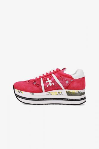 Premiata basket bas Fuschia femmes (Semelle maxi trous côtés - BETH 7381 fuxia trous) - Marine | Much more than shoes