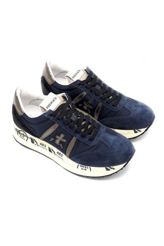 Baskets en nubuk & toile bleu PREMIATA | Marine