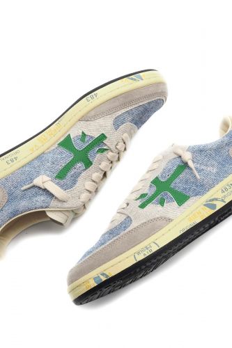 Baskets en denim et logo vert PREMIATA | Marine