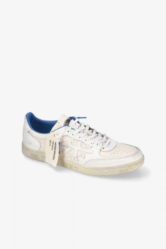 Premiata basket bas Blanc hommes (semelle plate unie - CLAY 7515 never white) - Marine | Much more than shoes