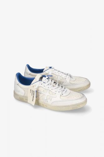 Premiata basket bas Blanc hommes (semelle plate unie - CLAY 7515 never white) - Marine | Much more than shoes