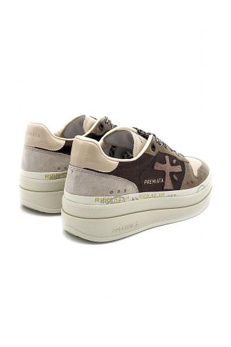 Premiata basket bas Camel femmes (Semelle plateau multi camel - MICOL 7012) - Marine | Much more than shoes