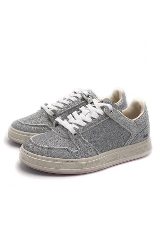 Premiata basket bas Argent femmes (Semelle vintage tout glitter argent - QUINND 6946) - Marine | Much more than shoes