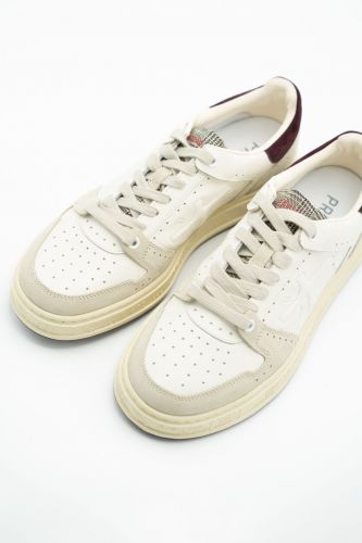 Baskets en cuir blanc et détails bordeaux PREMIATA | Marine