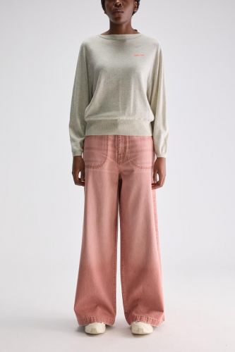 Pull gris fitté avec logo Bellerose corail BELLEROSE | Marine