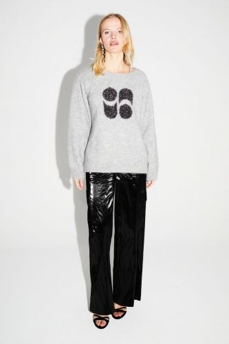 Pull long gris avec logo IMPREVU | Marine