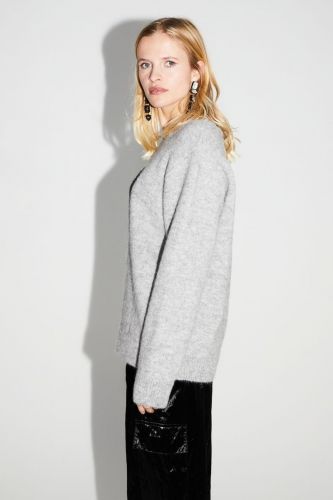 Pull long gris avec logo IMPREVU | Marine