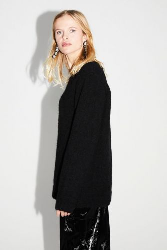 Pull long noir avec logo IMPREVU | Marine