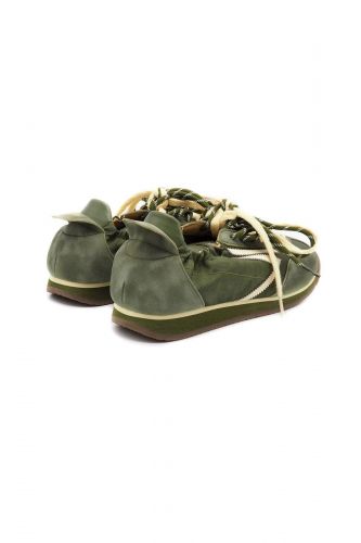 Baskets Low Profile kaki en velours PURAAI | Marine