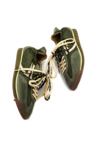 Baskets Low Profile kaki en velours PURAAI | Marine