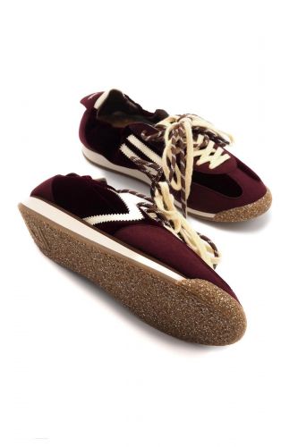 Baskets Low Profile bordeaux en velours PURAAI | Marine