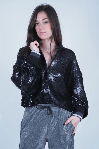 R by MI manteau Noir femmes (bomber sequins noirs - PARMA noir) - Marine | Much more than shoes