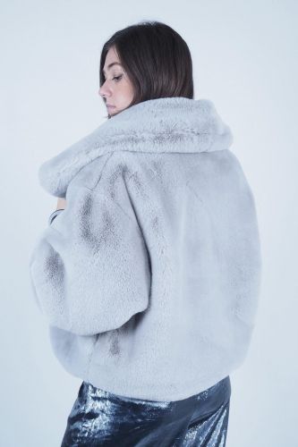 R by MI manteau Gris femmes (fake fur court - GENOVA gris) - Marine | Much more than shoes