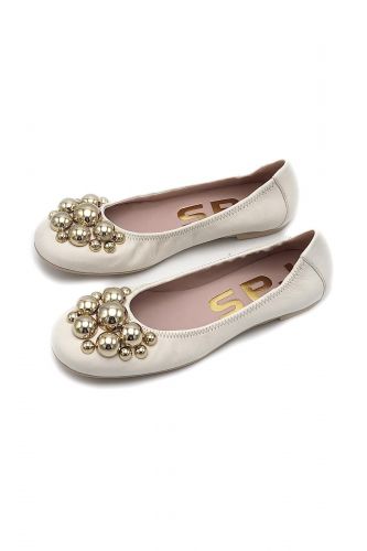 RAS Ballerines Beige femmes (ballerine boules dorées - 8029 beige) - Marine | Much more than shoes