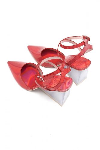 Sandales en cuir métalisé rose RAS | Marine