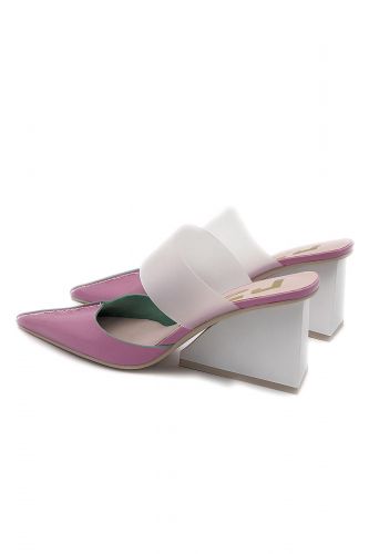 Mules en cuir vernis rose RAS | Marine