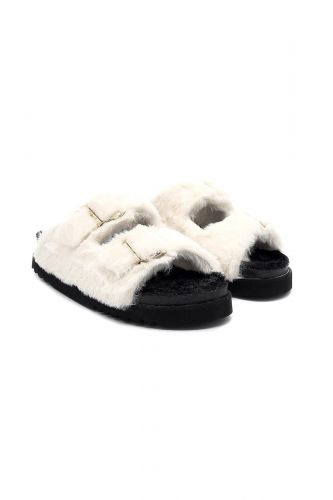 Mule en faux poils blancs et noirs SCHOLL | Marine 