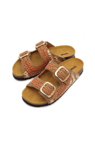 Scholl mule Brun femmes (mule 2 brides crochet - NOELLE CROCHET multi brown) - Marine | Much more than shoes
