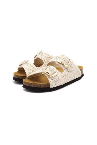 Scholl mule Ecru femmes (mule 2 brides crochet - NOELLE CROCHET uni ecru) - Marine | Much more than shoes