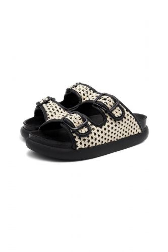 Mule semelle bombée deux bride noir & blanc SCHOLL | Marine