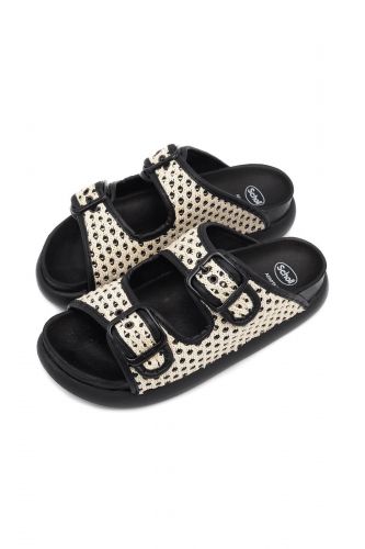 Mule semelle bombée deux bride noir & blanc SCHOLL | Marine